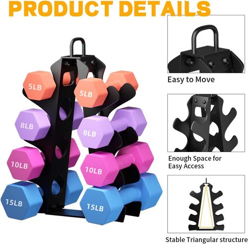 3-Tier | 4-Tier Dumbbell Rack for Dumbbells, A-Frame Weight Stand Only, Compact Space-Saving Design for Home Gym, Heavy-Duty Alloy Steel Organization Rack (DUMBBELLS NOT INCLUDED)