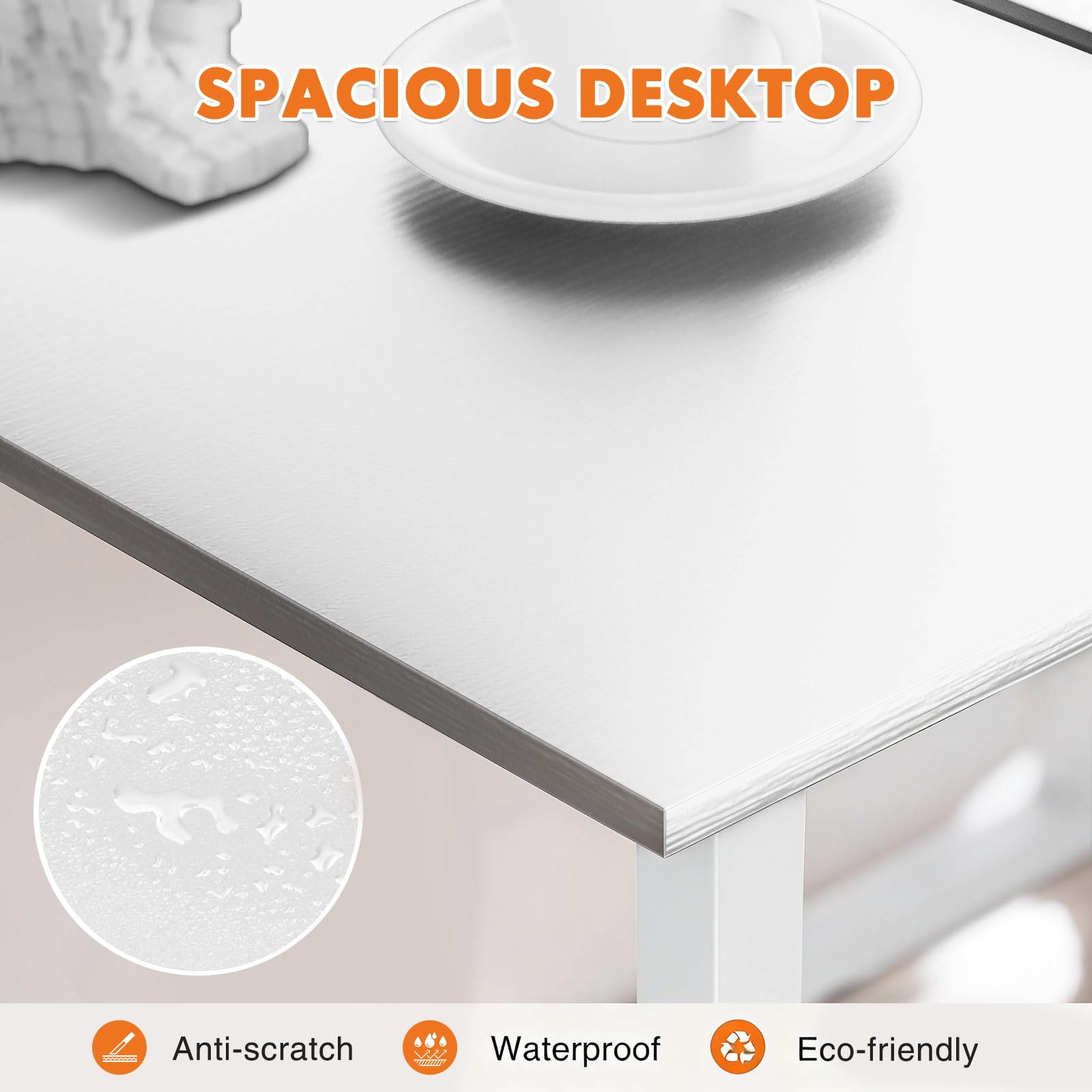 Sweetcrispy Computer Small Desk, 32 Inch Office Writing Work Study Student Home Bedroom Table with Metal Frame Wooden Tabletop No Wheels - White Wood Compact