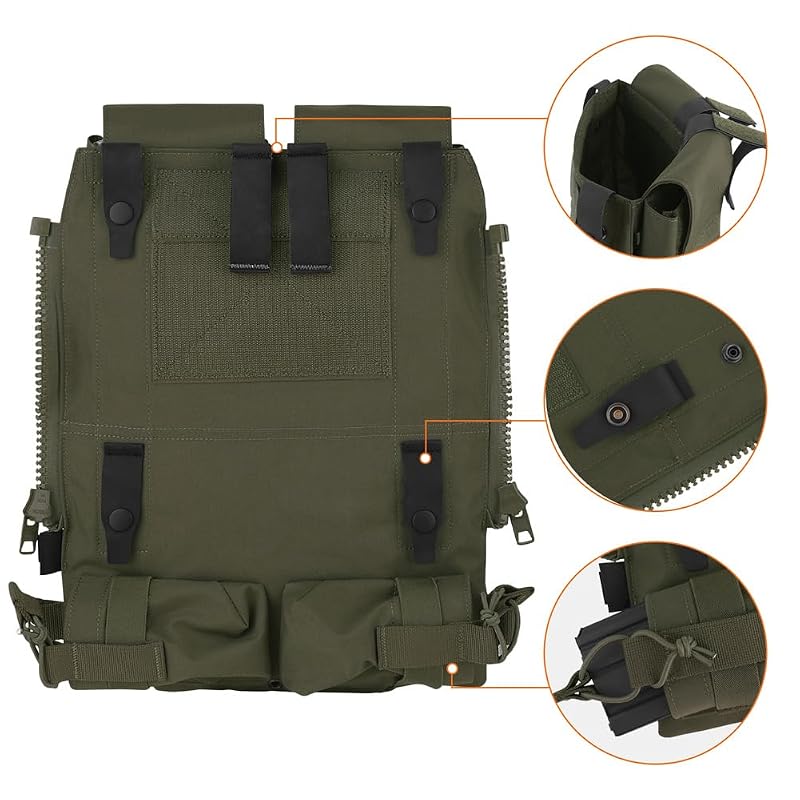 KRYDEX RG Tactical Modular Zip On Backpack for JPC2.0 CPC AVS Vest - Zipper Molle Back Panel