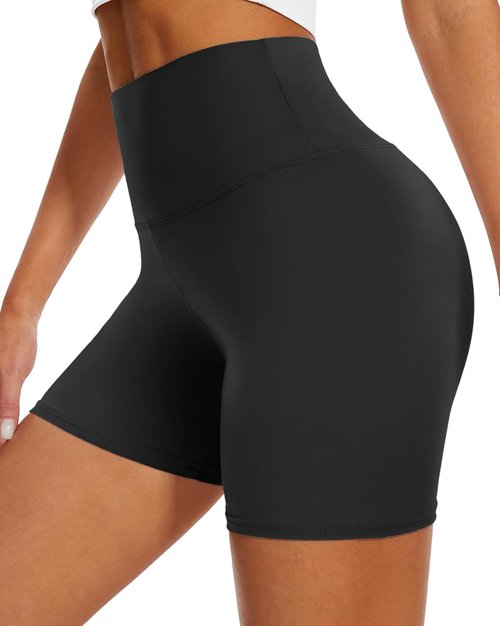 DHSO High Waisted Biker Shorts for Women - Tummy Control Fitness & Yoga Shorts | 5" Length