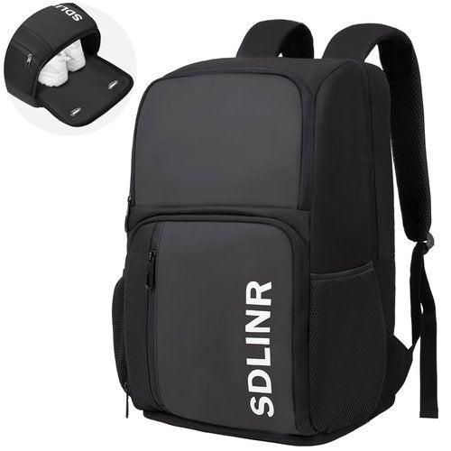 SDLINR Pickleball Bag Fits 4 to 10 Paddles, Large Pickleball Backpack with Shoe Compartment and Fence Hook, Pickle ball Gifts for Men Women (Black)