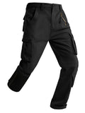 Yevtzl Men's Fleece Lined Hiking Cargo Pants, Snow Ski Winter Insulated Work Pants Mens Tactical Pant for Camping Safari with Pocket (US, Numeric, 34, Regular, Regular, Black)