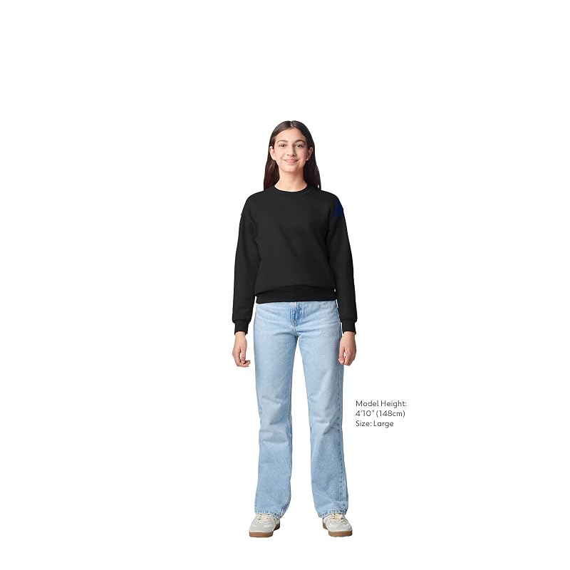 Gildan Kids' Fleece Crewneck Sweatshirt G18000B, Black, Large