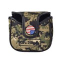 PLUSKER Camo Golf Mallet Putter Head Cover, Camouflage Green & USA Flag Pattern Magnetic Closure Protector | Waterproof PU Leather for On-Course & Travel Defense