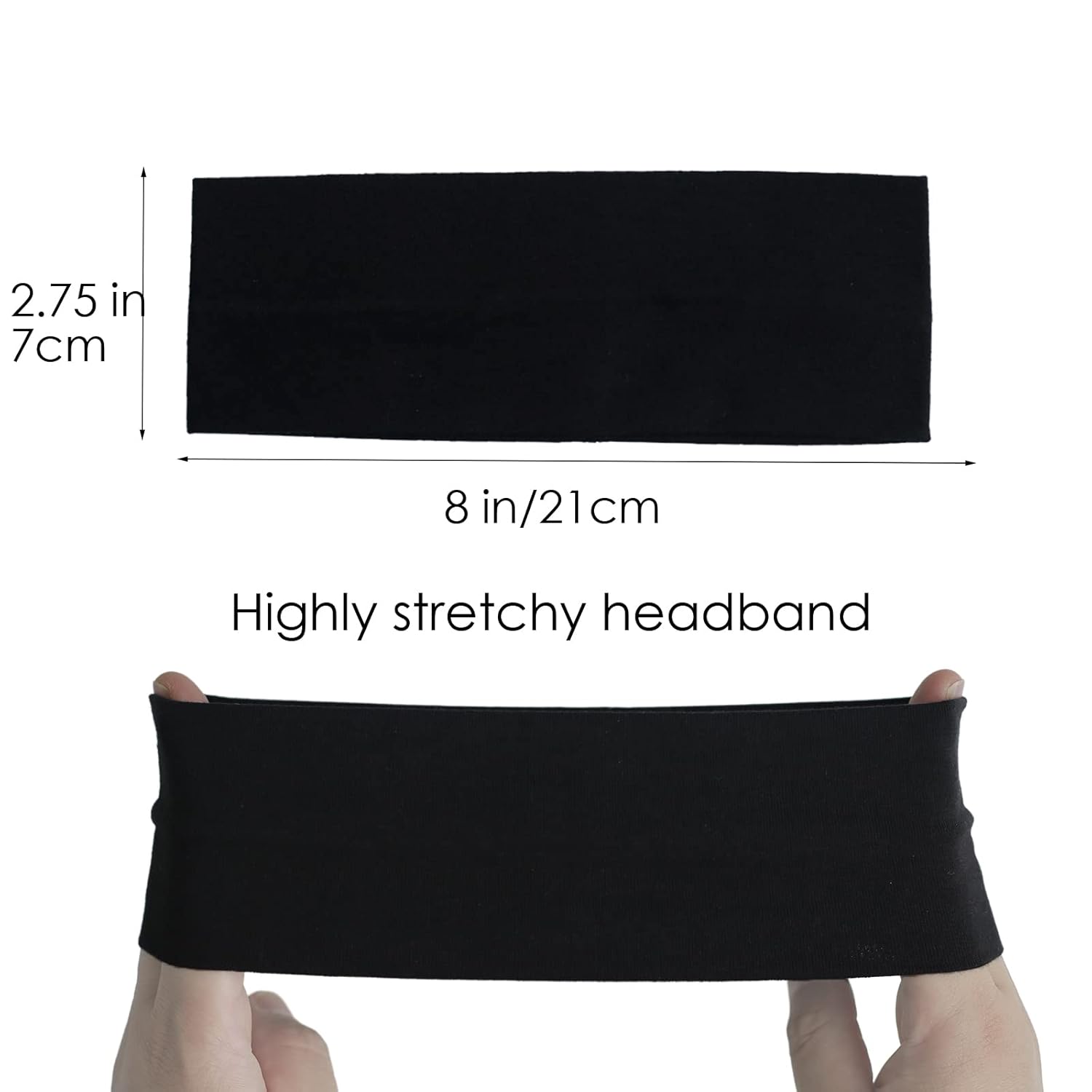 Skiennix 6 Pcs Black Cotton Headbands - Non-Slip, Stretchy Hair Accessories for Women