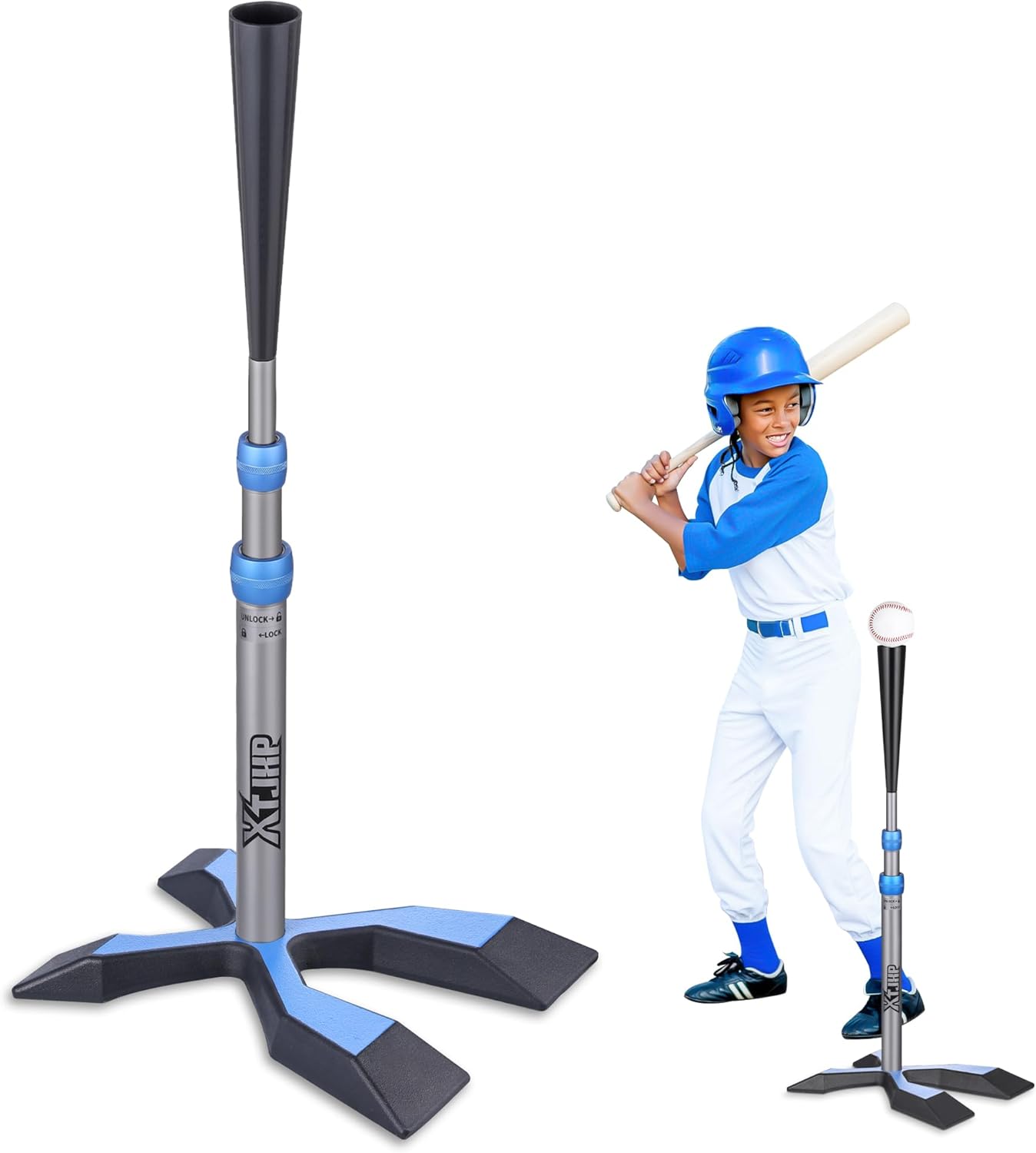 Skiennix Baseball Tee - Adjustable Batting Tee with 5.8 LB Base | Height 24"-45" for Training