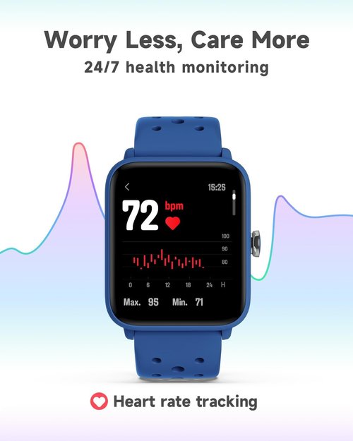 BIGGERFIVE Smart Watch for Kids - Fitness Tracker with Heart Rate Monitor & 5ATM Waterproof | Porous Blue