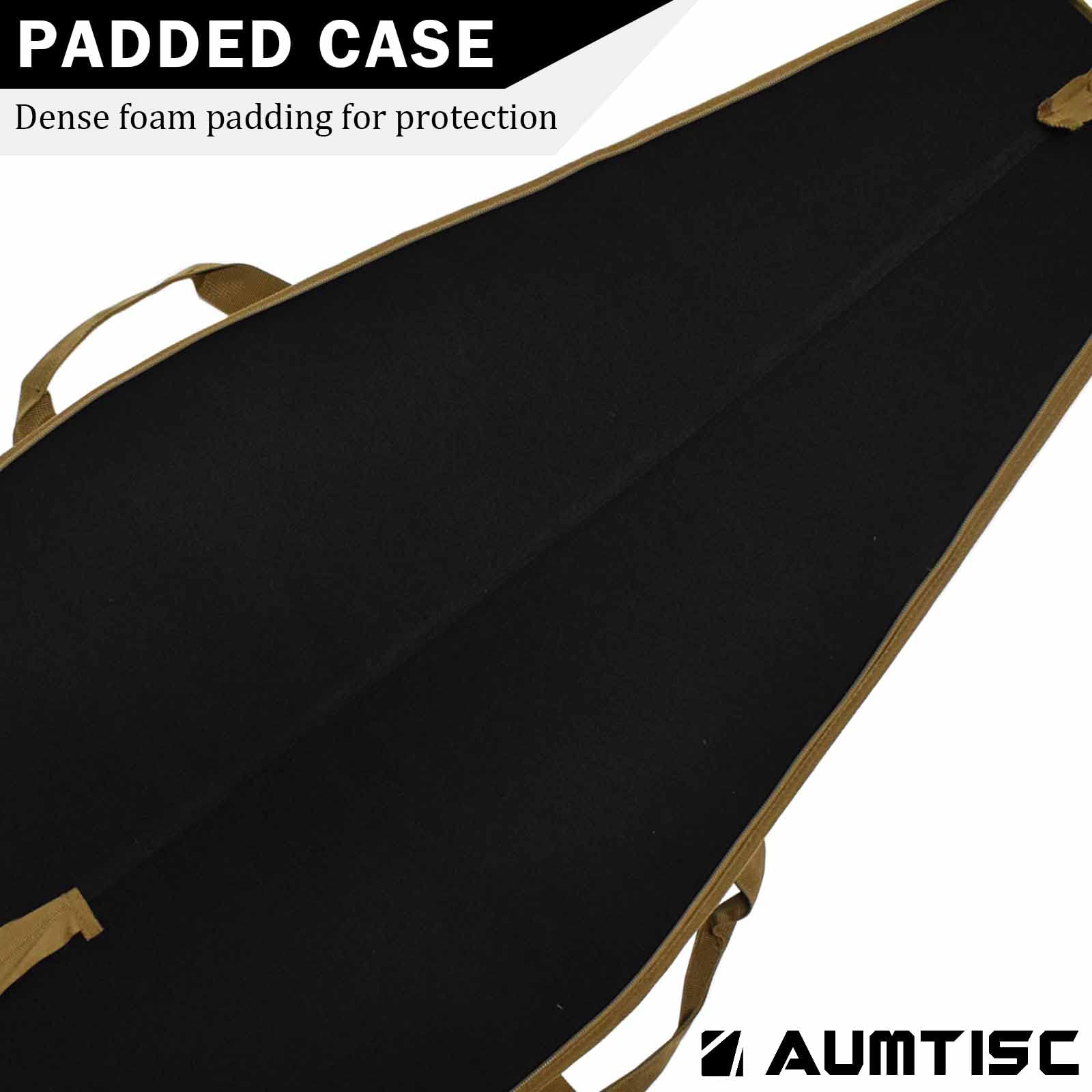 AUMTISC Soft Hunting Gear Case, Outdoor Carrying Bag, Tactical Equipment Cases for Scoped with Adjustable Shoulder Sling and Pocket, Khaki 48