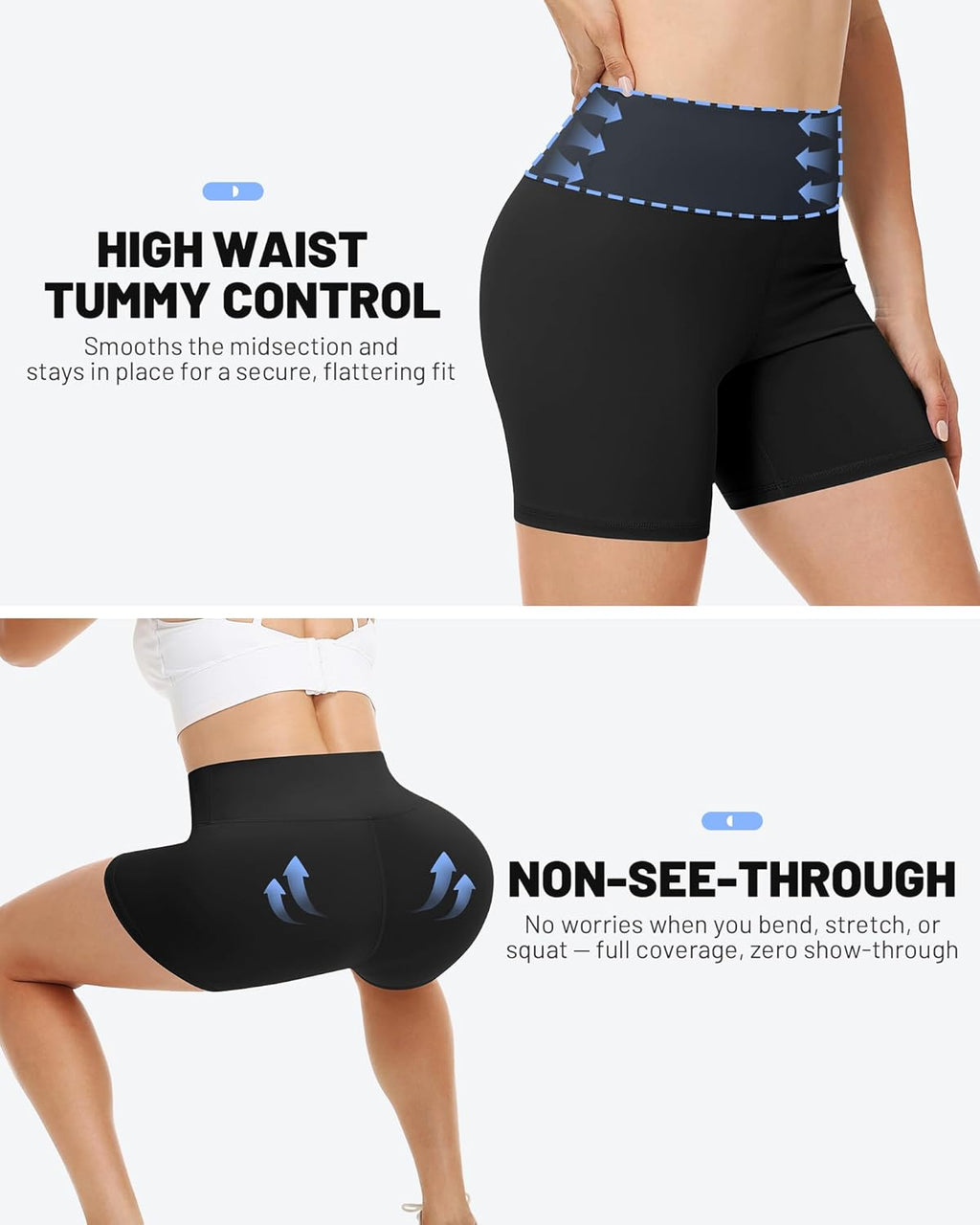 Runhit Women's Biker Shorts - High Waisted Tummy Control Spandex for Gym, Yoga & Dance | 3"/5"/8" Sizes