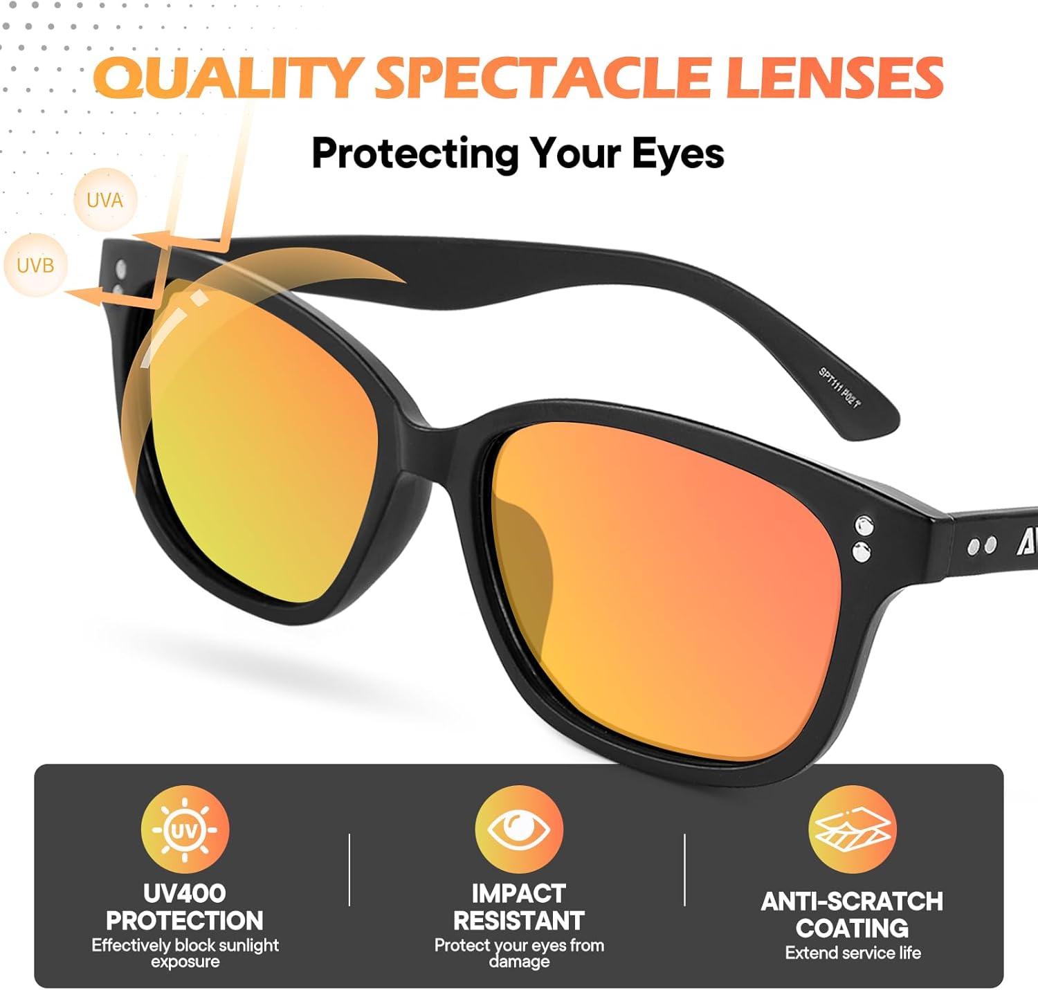 Polarized Sunglasses for Teens - UV400 Protection, Color Mirror Lenses, Matte Frame for Small Faces