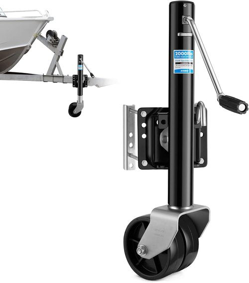 Kohree 2000 lbs Trailer Jack - Heavy Duty Dual Wheel Swivel for RV, Boat & Utility Trailers | 11" Lift, Black