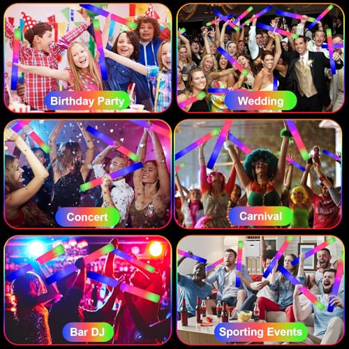 118PCS Foam Glow Sticks Party Pack - Colorful Flashing Light Up Foam Sticks for Weddings Halloween Christmas Events - Variation of THIS listing