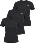 Juicy Couture Women's Athletic T-Shirts - 3 Pack Short Sleeve V-Neck for Fitness & Yoga