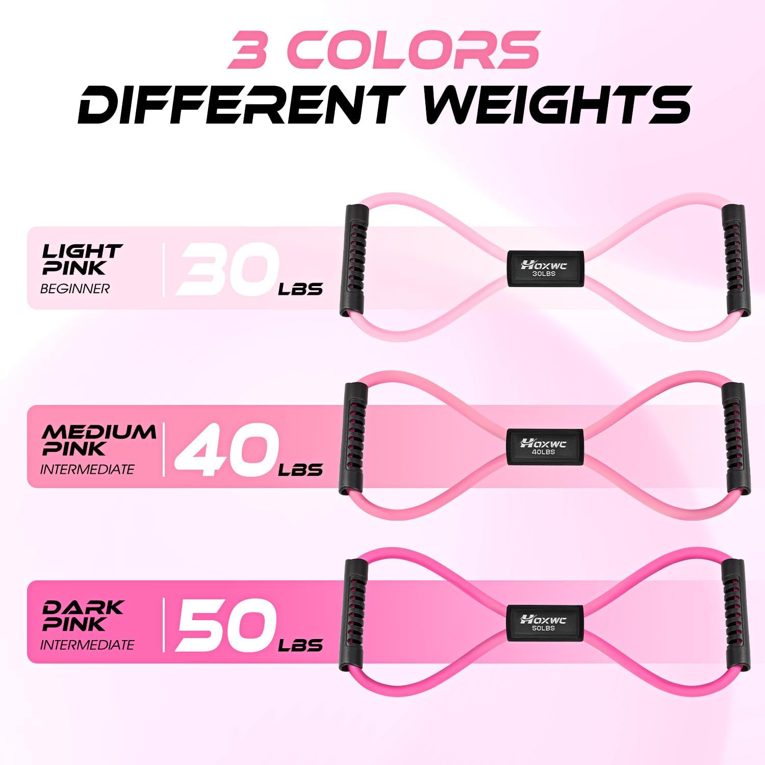 Skiennix Resistance Bands - Figure 8 Exercise Bands with Handles for Strength Training & Physical Therapy