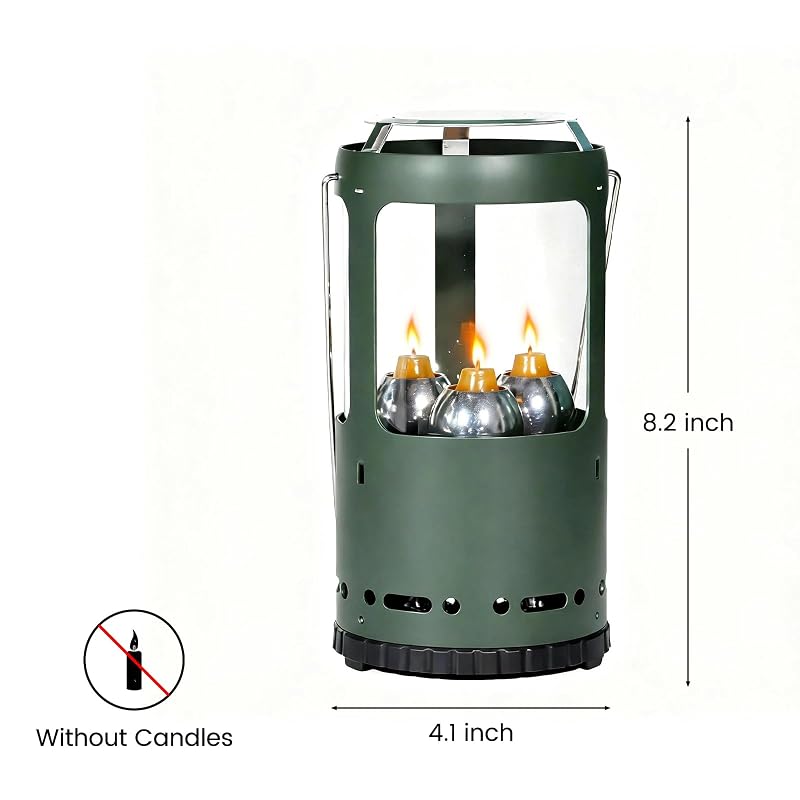 Camping Candle Lantern with Heat Shield for Real Candles - Lightweight Aluminum