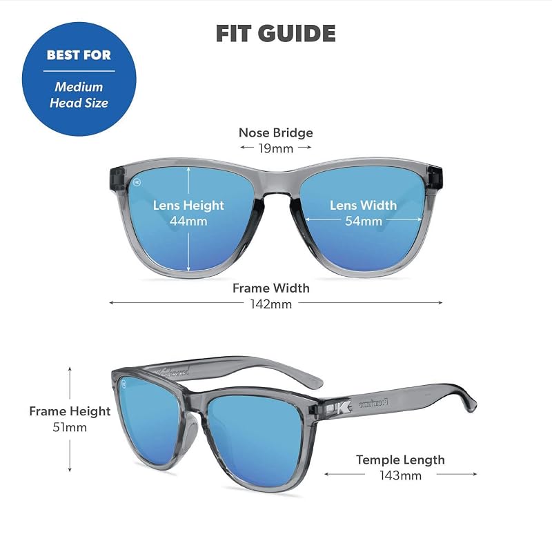 Knockaround Premiums Sport Sunglasses with Polarized Lenses - UV400, Clear Grey / Aqua