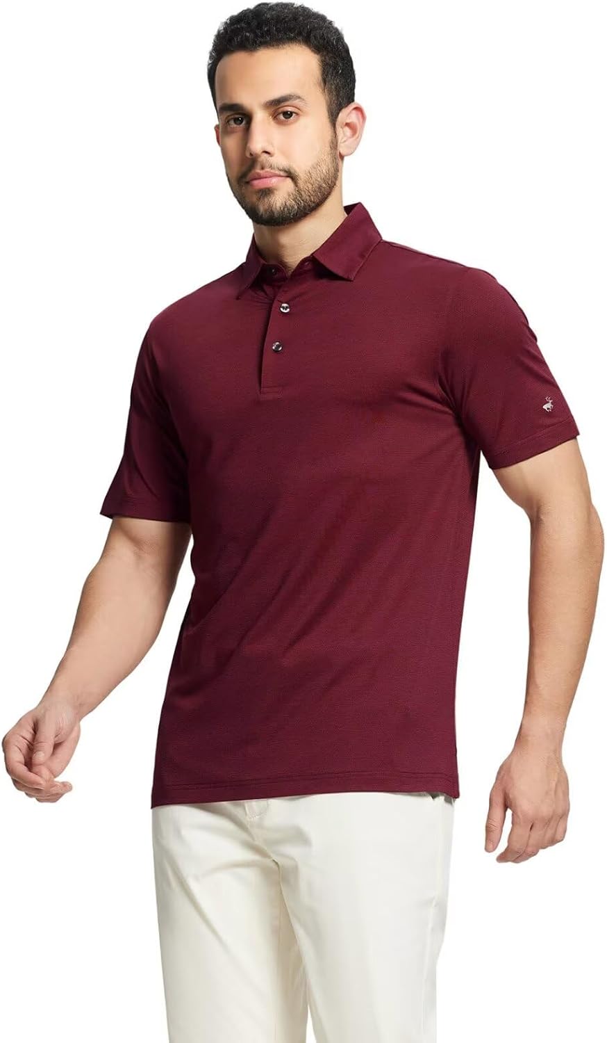 Rouen Men's Golf Polo Shirt - Short Sleeve, Quick Dry, Breathable Heather Jacquard | Regular Fit Casual Wear