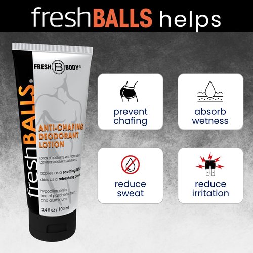 Fresh BALLS Cream - Men's Anti-Chafing Soothing Lotion | Original Comfort Powder - 3.4 fl oz