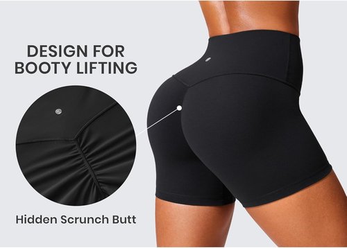 CRZ YOGA Butterlift Biker Shorts - No Front Seam High Waisted Women's Workout Gym Shorts