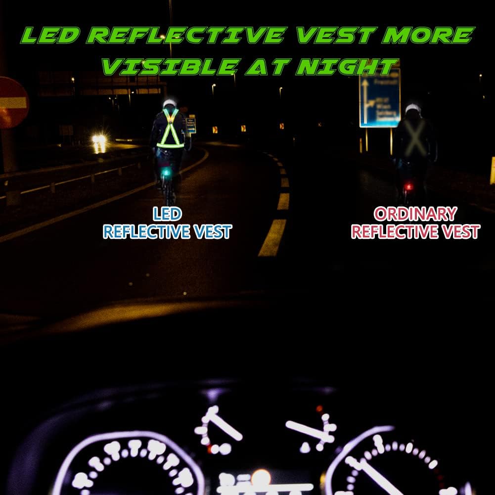 Skiennix LED Reflective Vest - USB Rechargeable Safety Running Gear for Men, Women & Kids