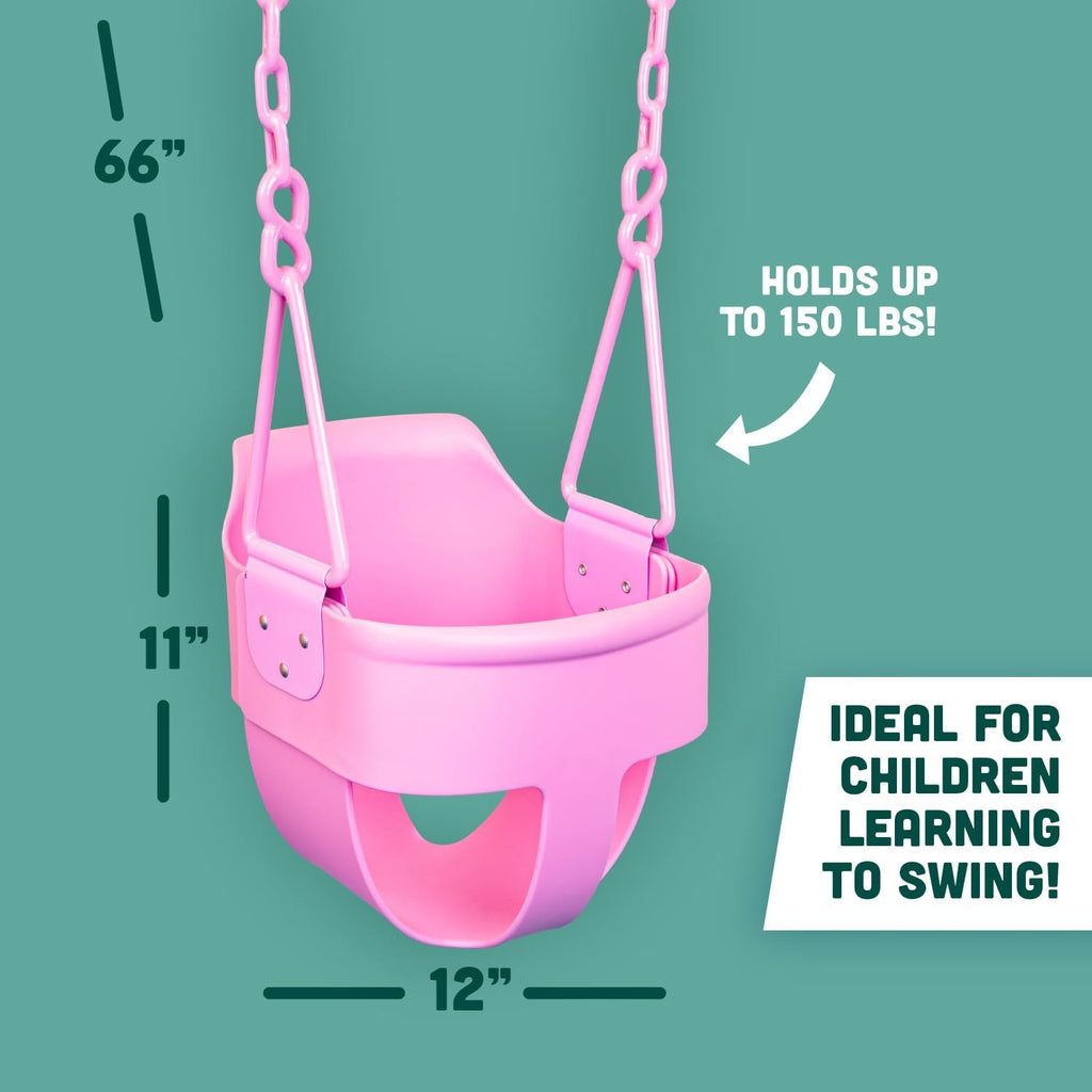 Squirrel Products Premium High Back Toddler Swing Seat - Easy Install with Finger Grip - Pink