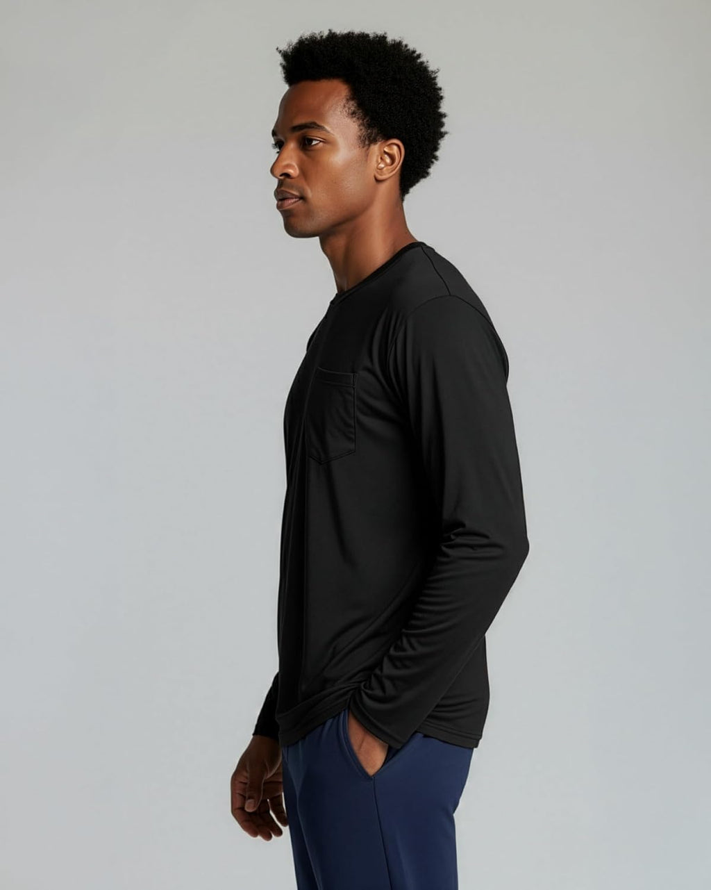 Real Essentials Men's Dry-Fit Long Sleeve Crew T-Shirt - 4 Pack | UPF 50 Protection (S-5XLT)