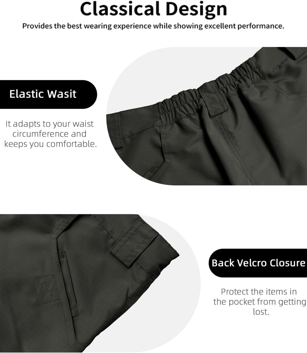 Whox Men's Tactical Cargo Shorts - Waterproof Hiking Shorts with 6 Pockets | Casual Work & Fishing Wear