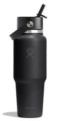 Hydro Flask Travel Water Bottle - Insulated Stainless Steel - Wide Straw Lid, Non Spill, Leakproof in 32 Oz Tonal Black