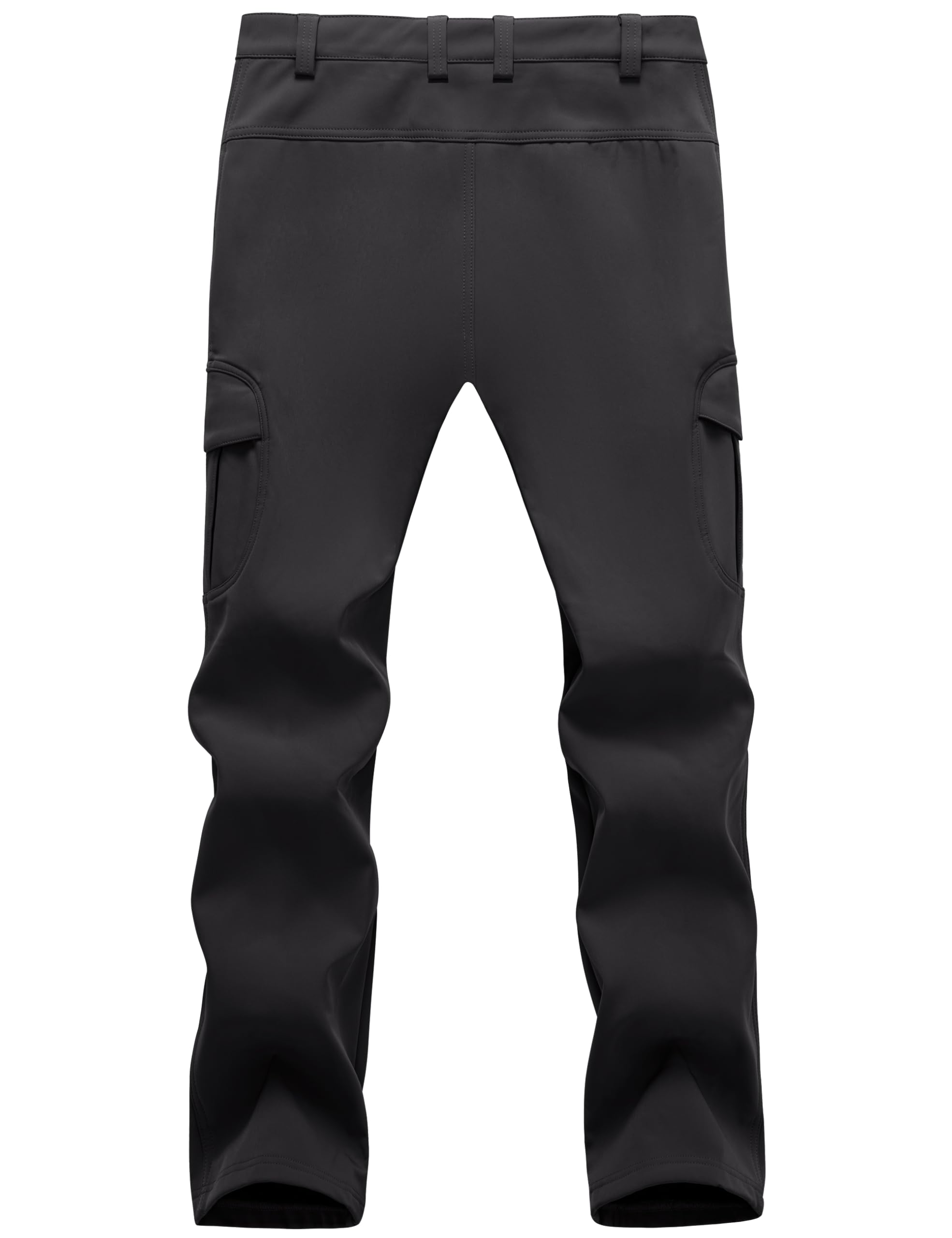 TACVASEN Winter Pants for Men Work Cargo Fleece Lined Waterproof Cold Weather Snow Softshell Tactical Hiking Ski Rain Pants Black 34