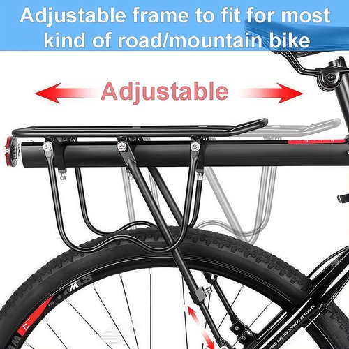 Rear Bike Rack for Bicycle, 110Lbs/50kgs Capacity Bicycle Cargo Rack with Reflective, Adjustable Quick Release Road Mountain Bike Luggage Rack (B-Half Quick Release)