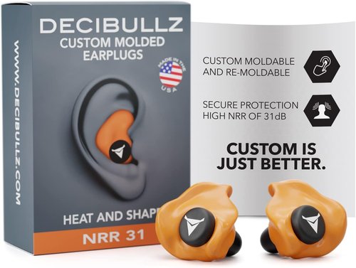 Decibullz Custom Molded Earplugs - 31dB NRR Hearing Protection for Hunting, Shooting & Swimming