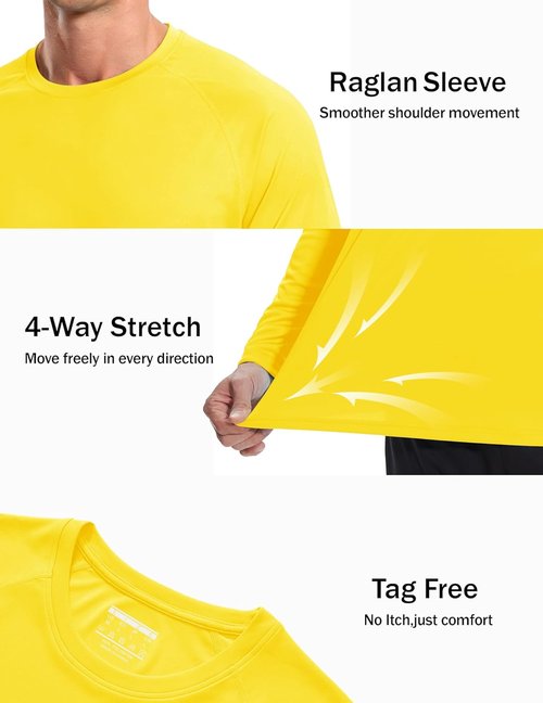 NEYOUQE Men's UPF 50+ Sun Protection Long Sleeve Rash Guard | Lightweight Quick-Dry Swim Top