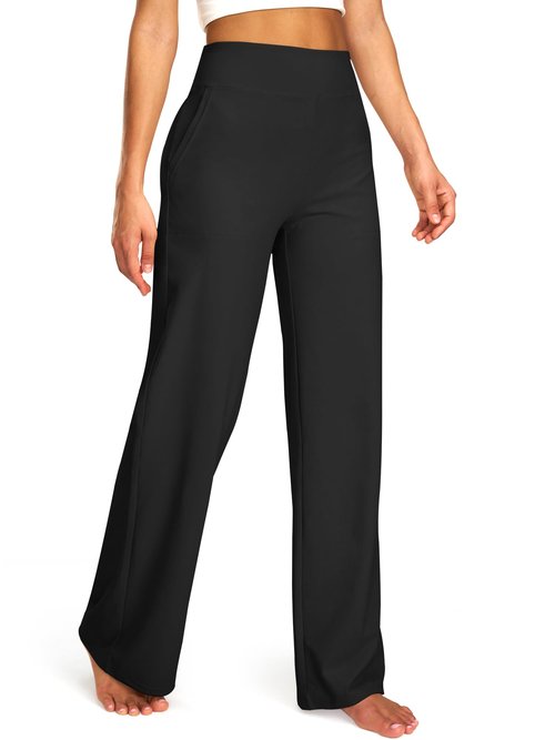 Blue Breath Yoga Pants Women Wide Leg Pants with Pockets High Waist Stretch Dress Casual Sweatpants Petite/Regular/Tall