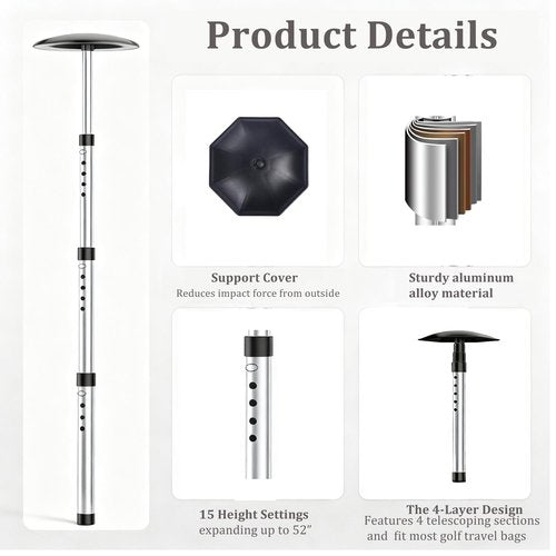 WIGERLON Travel Golf Bag Support Rod to Protect Golf Club,Stiff Arm for Golf Travel Bag,Golf Travel Bag Support Pole