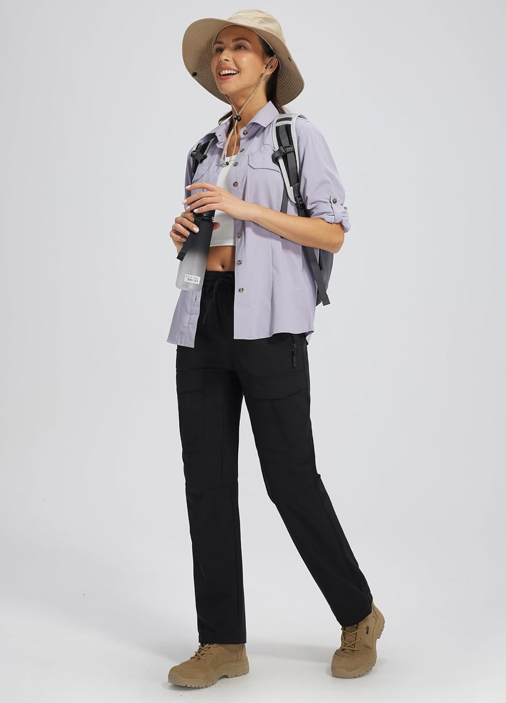 Skiennix Women's Hiking Pants - Quick Dry Lightweight Cargo Joggers with Zipper Pockets | Water Resistant