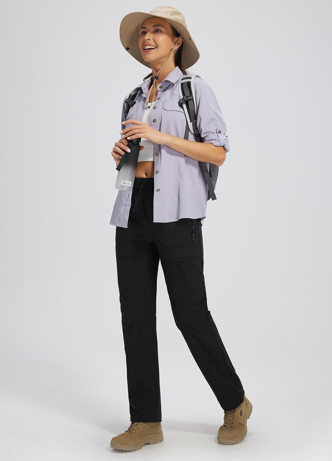 Skiennix Women's Hiking Pants - Quick Dry Lightweight Cargo Joggers with Zipper Pockets | Water Resistant