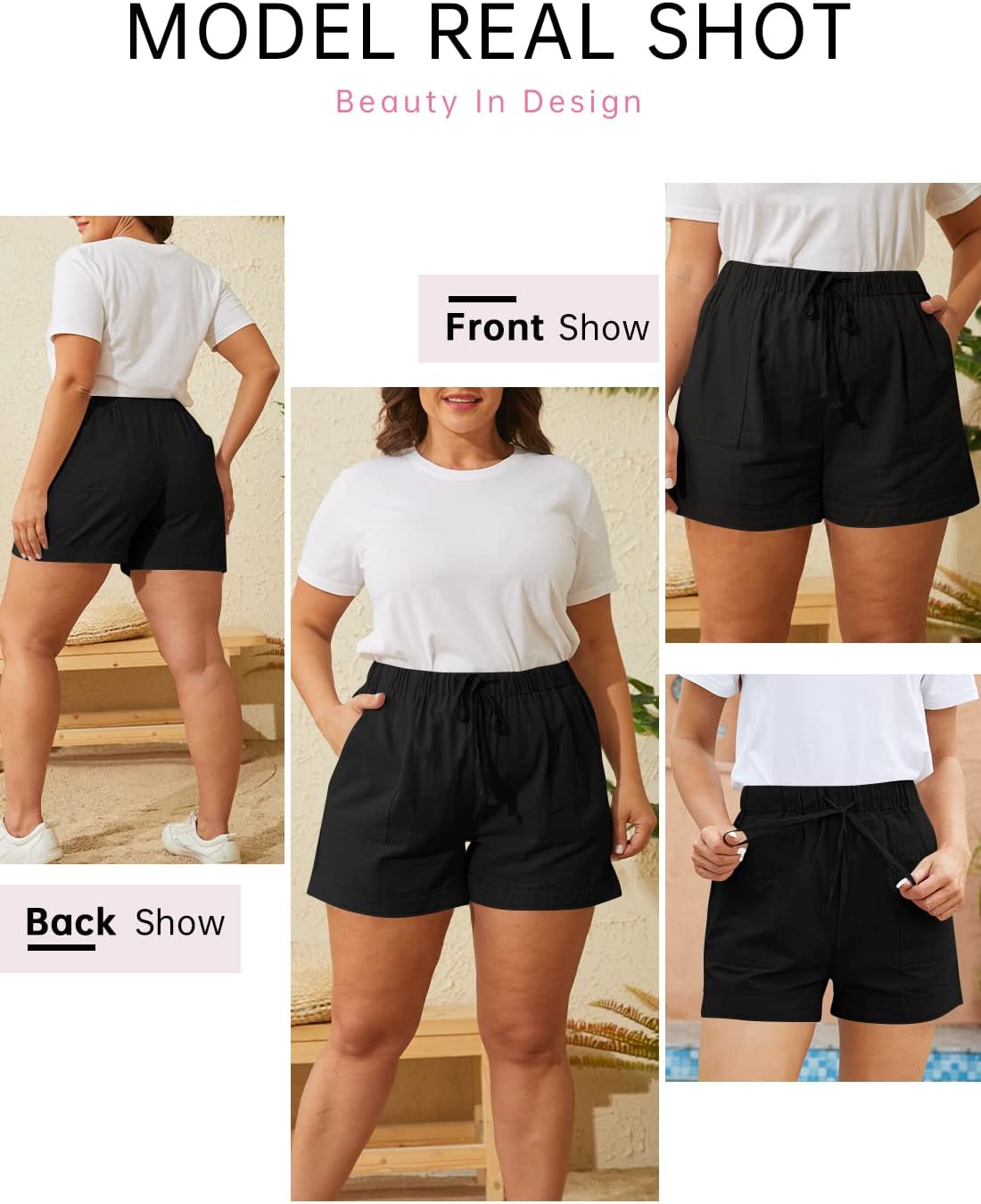 Skiennix Women's Lightweight Athletic Shorts - Comfy Elastic Waist Drawstring with Pockets | Perfect for Beach Wear