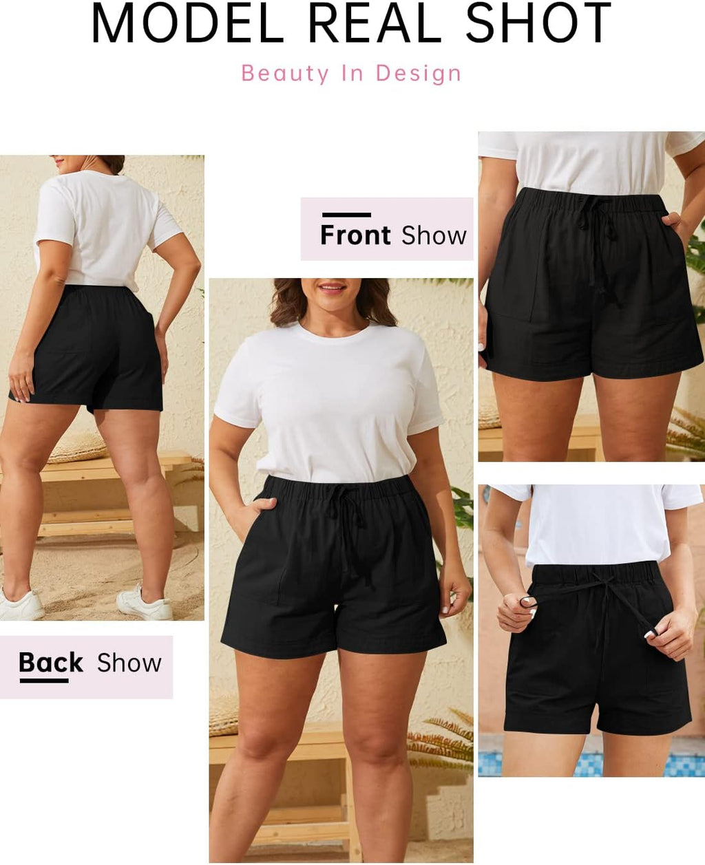 Skiennix Women's Lightweight Athletic Shorts - Comfy Elastic Waist Drawstring Design with Pockets