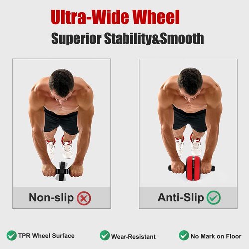 Ab Roller Wheel - Core Strength Training Equipment with Knee Pad | Home Gym Fitness Tool