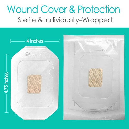 20 Pcs Waterproof Shower Protector Bandage 4"x4.7" for Thyroidectomy Surgery Recovery Thyroid Cancer Neck Surgical Incision Scar Adhesive Wounds Cover Island Dressing Bordered Gauze