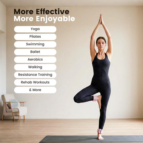 KIMPOK Lightweight Wearable Weights, 1lb Total (1/2 lb / 8 oz Each), Silicone Adjustable Wrist and Ankle Weights for Walking, Yoga & Pilates (pink)