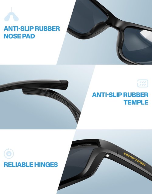 DEAFRAIN Polarized Sports Sunglasses for Men Women, Ideal for Running Fishing Driving Golf Unbreakable Frame with UV Protection