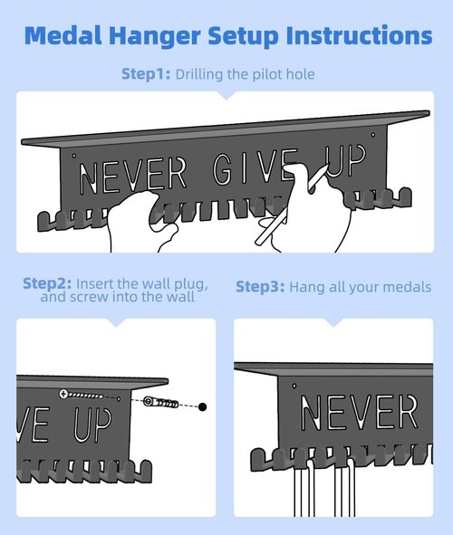 Dafftos Medal Hanger - Metal Trophy Rack Organizer for Ribbons & Awards | Easy to Install