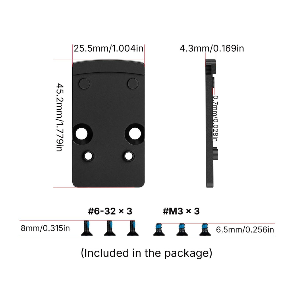 Osight RMR to RMSc Adapter Plate for RMR Slide Cut, Compatible with Standard RMSc Footprint Red Dot Sights