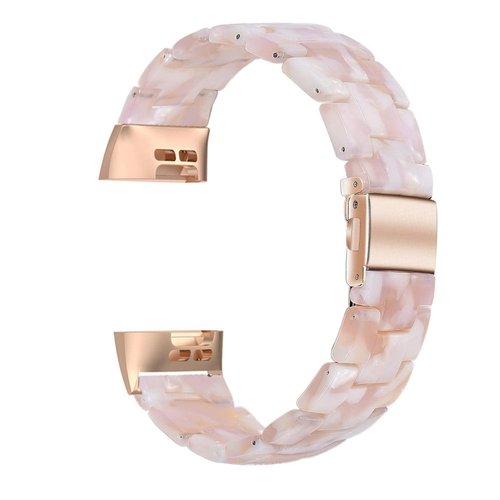 Wongeto Resin Bands Compatible for Fitbit Charge 3 / Charge 4/ Charge 3 SE Band，Replacement Wrist Accessory Rose Gold Buckle Fitness Bands Straps Bracelet Wristbands Women Men (Pink)