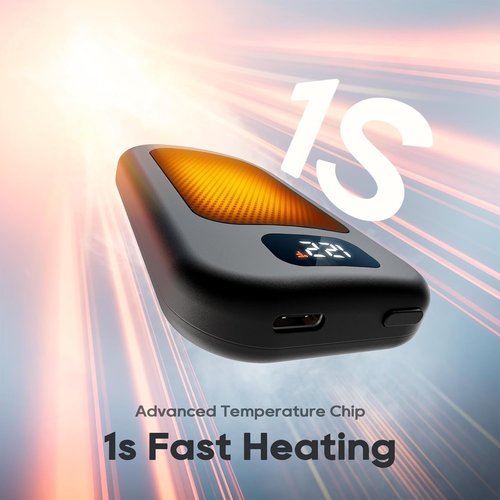 AI Hand Warmers - Rechargeable 2-Pack with 3 Heat Levels & Real-Time Temp Display | Fast Heating for Gloves & Pockets