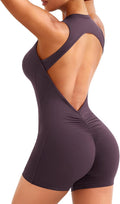 YEOREO Backless Workout Jumpsuit - Women's Sleeveless Yoga Romper with Scrunch Butt Design