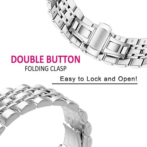 Mtozon Stainless Steel Bands Compatible with Fitbit Sense/Versa 3, Replacement Classic Metal Wristband for Men Silver