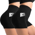 CADITEX Biker Shorts with Pockets for Women, 2 Pack High Waisted Spandex Yoga Shorts