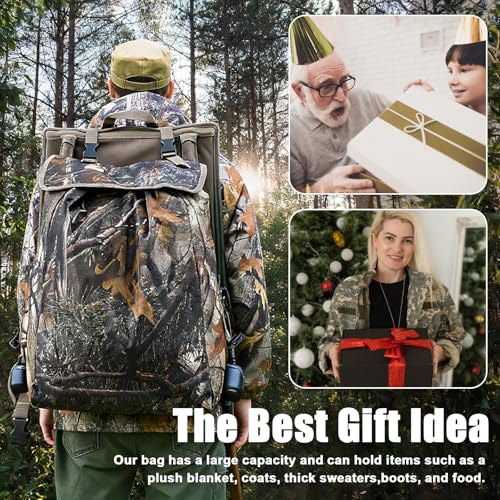 Remagr Turkey Hunting Chair with Camo Backpack & Heated Seat - Ground Ground Seat Cushion Set for Men